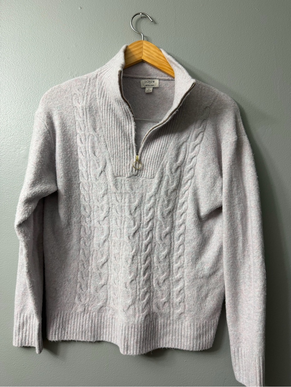 J.Crew Half Zip Pullover Sweater in Extra Soft Yarn Levender Pink Color small